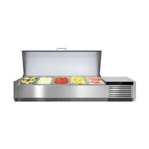 Kühl-Aufsatzvitrine mit Edelstahldeckel VRS1260K 230 V / 0,23 kW Cookmax black