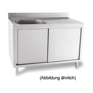 Spülschrank 2 Becken re. 1600 x 600 x 85 5cm Aufkantung m. Türen Cookmax black