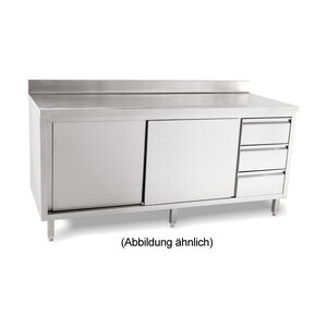 Arbeitsschrank Schubl. Li. 1600 x 600 x 5cm Aufkantung m. Türen Cookmax black