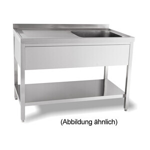 Spültisch 2 Becken re. 1800 x 600 x 850 5cm Aufkantung m. Boden Cookmax black