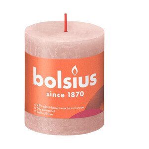 Stumpenkerze 80/68 Rustik Shine nebliges rosa 04 Bolsius