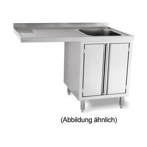 Spülcenterschrank 2 Becken re. 1600x600x850mm , 5cm Aufkantung hinten Cookmax black