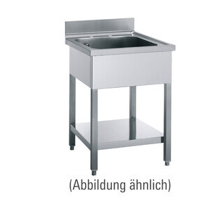 Spültisch 1 Becken 700 x 600 x 850 mm 5cm Aufkantung m. Boden Cookmax black