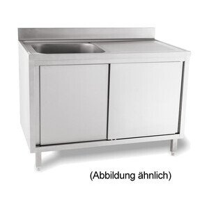 Spülschrank 1 Becken re. 
1200 x 600 x 85 5cm Aufkantung m. Türen Cookmax black