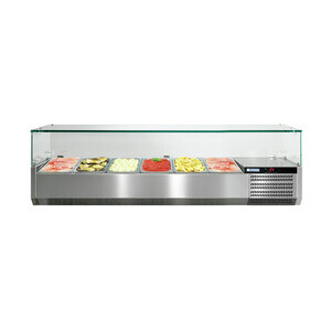 Kühl-Aufsatzvitrine mit Glasaufsatz 5 GN VRS1300V 230 V / 0,23 kW Cookmax black