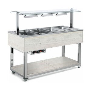 Büfett-Element Bain-Marie Wanne 2144 mm GN 6/1 Vollverkleidung Hemlock Cookmax black