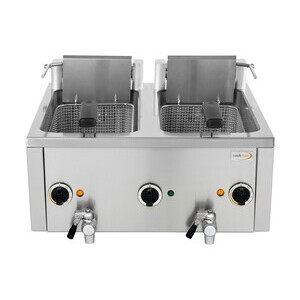 Elektro-Fritteuse 2x 8 l mit Ablasshahn 400V Cookmax black