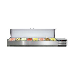 Kühl-Aufsatzvitrine mit Edelstahldeckel VRS1815K 230 V / 0,23 kW Cookmax black