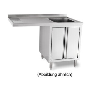 Spülcenterschrank 2 Becken li. 1600 x 60 5cm Aufkantung Cookmax black