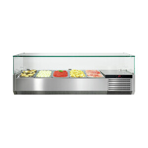 Kühl-Aufsatzvitrine m .Glasaufsatz VRS1260V für 5 GN-Behälter 1/3 Cookmax black