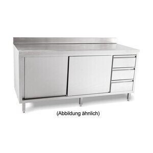 Arbeitsschrank Schubl. Li. 2000 x 600 x 5cm Aufkantung m. Türen Cookmax black