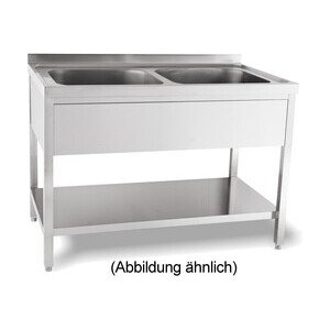 Spültisch 2 Becken1200 x 600 x 850 mm 5cm Aufkantung m. Boden Cookmax black