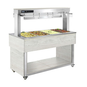 Büfett-Insel Bain-Marie Wanne 1169 mm GN 3/1 Vollverkleidung Hemlock Cookmax silver